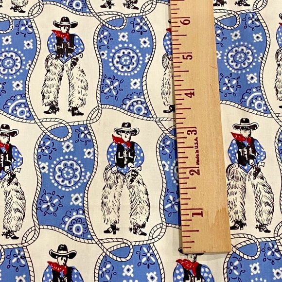 1+1 YD Cowboy Bandana Cotton Fabric Western 2004 Blank Textiles Blue White Quilt - Picture 5 of 10